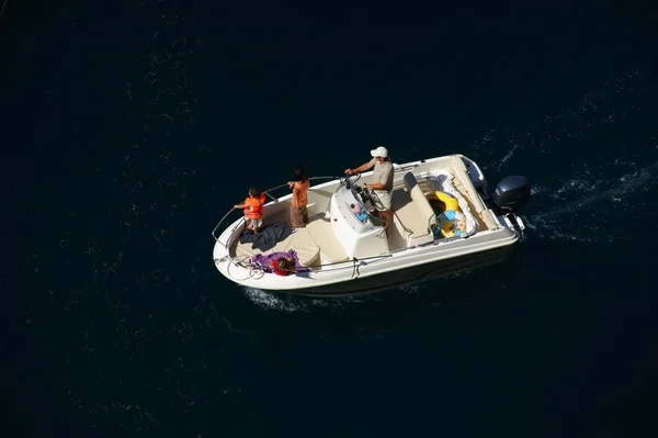 Monaco Monaco August 2011 Top View Small Tourism Motorboat Moving — 图库照片