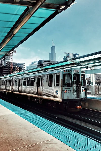 Chicago États Unis Mai 2021 Vue Arrière Train Chicago Illinois — Photo