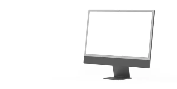 Rendering Black Computer Monitor Copy Space Isolated White Background — Stock Photo, Image