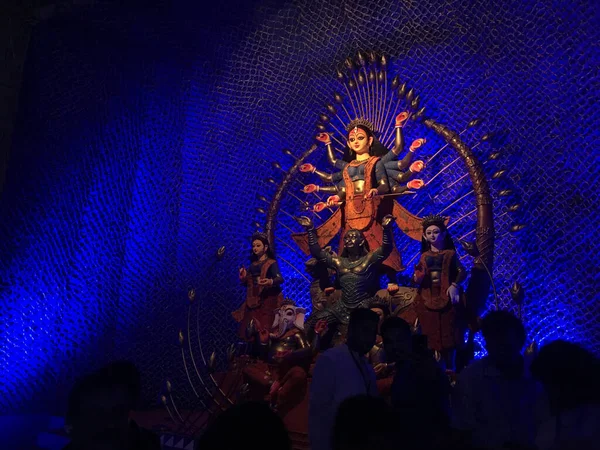 Kolkata India Octubre 2018 Los Ídolos Durga Puja Noche Lugar — Foto de Stock