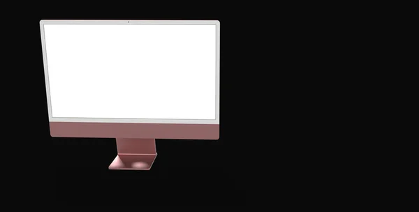 Uma Renderização Monitor Computador Rosa Com Espaço Cópia Isolado Fundo — Fotografia de Stock