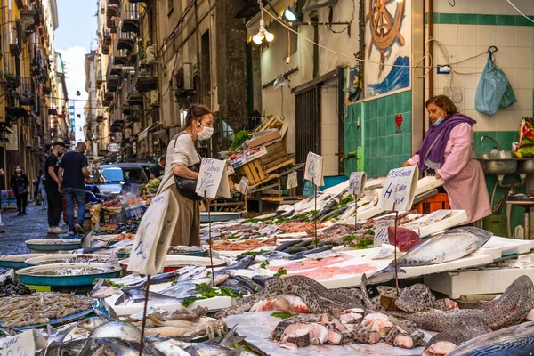 Naples Italy Aug 2021 Typical Pignasecca Fish Market Naples Historic — Stock Photo, Image