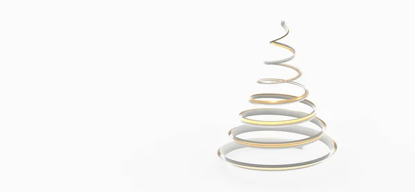 Eine Darstellung Eines Goldenen Spiralförmigen Weihnachtsbaums Isoliert Auf Weißem Hintergrund — Stockfoto