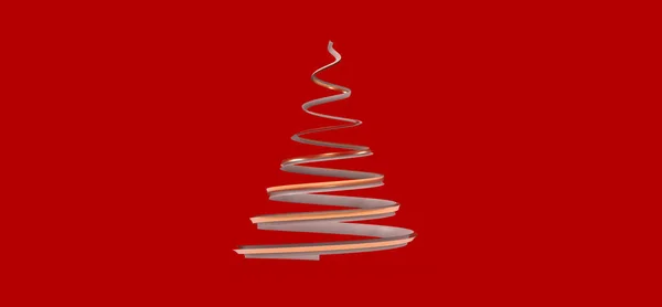 Canlı Kırmızı Bir Arka Planda Renkli Bir Noel Ağacı Tasarımının — Stok fotoğraf
