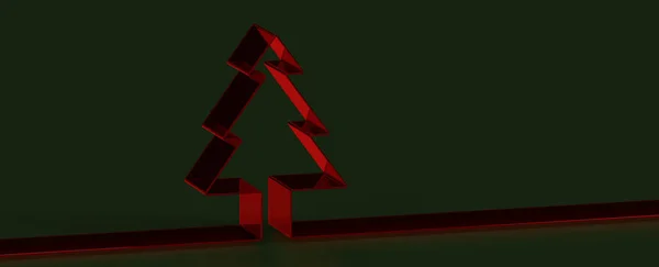 灰色の背景に赤い木のクリスマスカードの3Dレンダリング — ストック写真