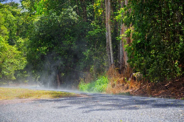 Vapore Che Sale Dalla Strada Calda Sul Tableland Atherton Nel — Foto Stock