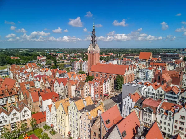 Elblag Polen Juni 2021 Luftaufnahme Einer Altstadt Elbing Polen Voll — Stockfoto