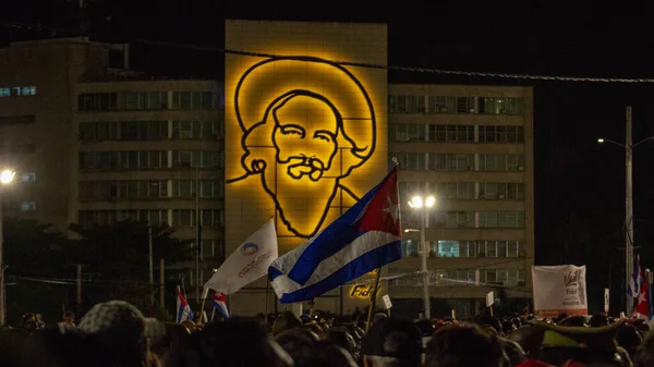 Havana Cuba Outubro 2018 Povo Concentrou Praça Revolução Diante Figura — Fotografia de Stock