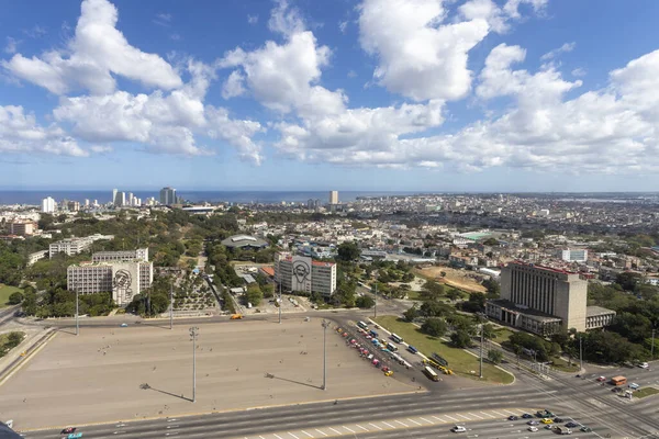 Havana Cuba Aug 2021 Широкий Знімок Революційної Площі Телекомунікаційних Будівель — стокове фото