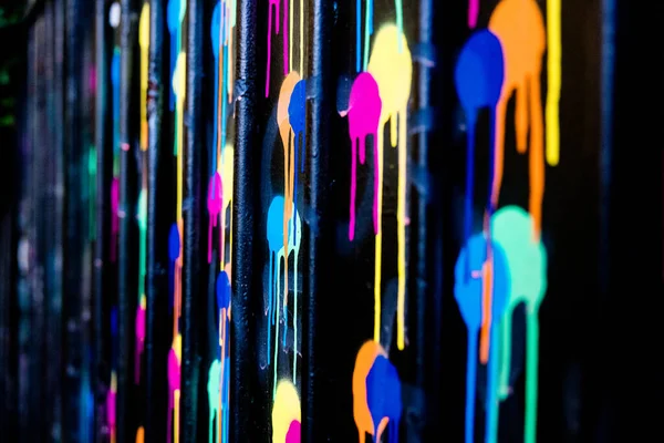 Beautiful Shot Colorful Paint All Black Surface — Stock Photo, Image