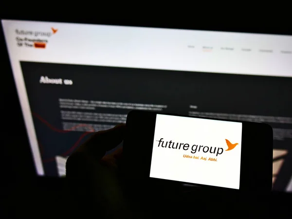 Stuttgart Germany Mar 2021 Person Holding Smartphone Logo Conglomerate Future — Stock Photo, Image