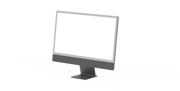 Een Weergave Van Een Computer Monitor Met Kopieerruimte Geïsoleerd Witte — Stockfoto