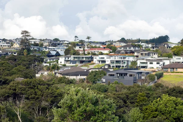 Auckland Nový Zéland Července 2021 Pohled Domy Stromy Kopci Maraetai — Stock fotografie
