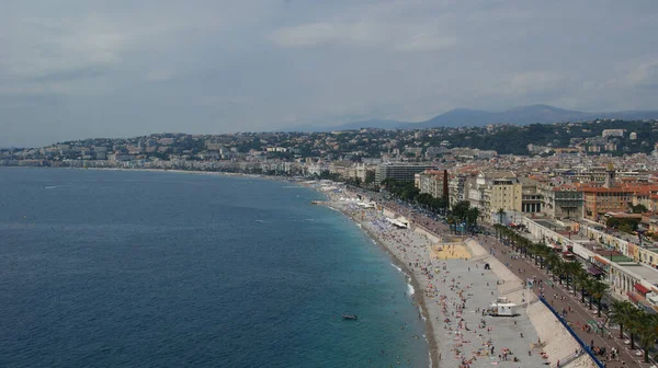 Nice Francia Agosto 2011 Veduta Aerea Sulla Spiaggia Della Costa — Foto Stock