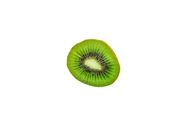 Close Kiwi Fresco Fatiado Isolado Fundo Branco — Fotografia de Stock