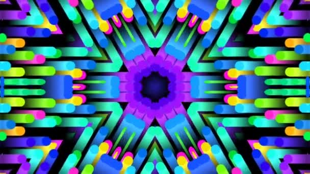 Elvont Futurisztikus Kaleidoszkópos Party Fény Hatások Neon Fények Nagy Futurisztikus — Stock videók