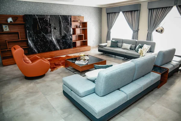 Doha Qatar 2018 Elegante Interior Sala Estar Del Moderno Apartamento —  Fotos de Stock
