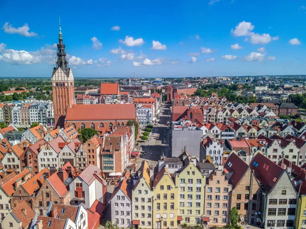 Elblag Polen Juni 2021 Luftaufnahme Einer Altstadt Elbing Polen Voll — Stockfoto