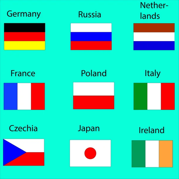 Different Countries Flags Names Countries — Stock Photo, Image