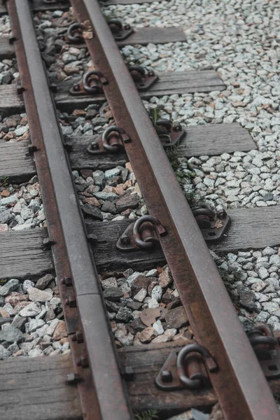 Veduta Delle Pietre Rocce Ciottoli Vicino Alle Assi Legno Nelle — Foto Stock