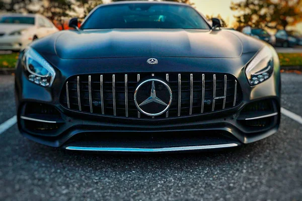 Grimsby Canada Aug 2021 Närbild Glänsande Svart Mercedes Amg Bil — Stockfoto