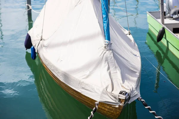 Das Kleine Segelboot Machte Hafen Fest Bodensee Schweiz — Stockfoto