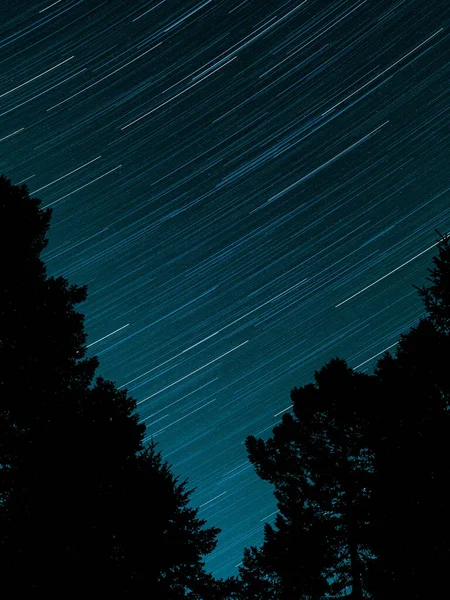 Vertikal Bild Himlen Full Stjärnor Rörelse — Stockfoto