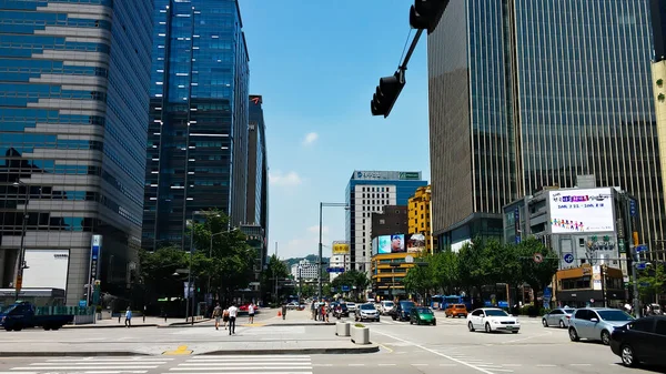 Seoul Korea Zuid Jul 2015 Binnenstad Hoofdstraat Sejong Daero Weg — Stockfoto