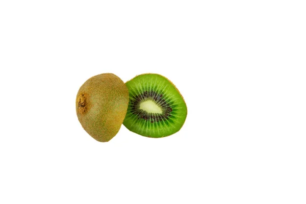 Close Kiwi Fresco Fatiado Isolado Fundo Branco — Fotografia de Stock