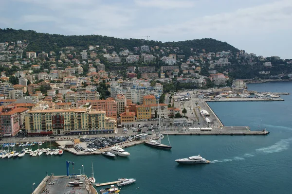 Nice Francia Agosto 2011 Una Vista Aérea Barcos Amarrados Puerto — Foto de Stock