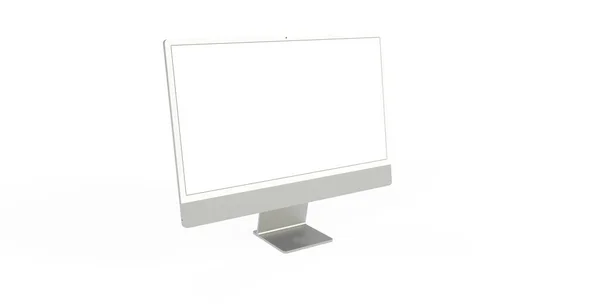 Rendering Gray Computer Monitor Copy Space Isolated White Background — Stock Photo, Image