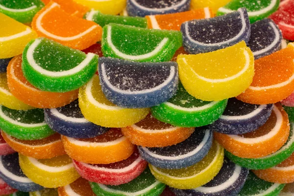 Een Close Shot Van Gerangschikt Verschillend Gekleurde Marmelade — Stockfoto