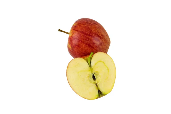 Eine Nahaufnahme Von Frisch Geschnittenen Äpfeln Isoliert Auf Weißem Hintergrund — Stockfoto