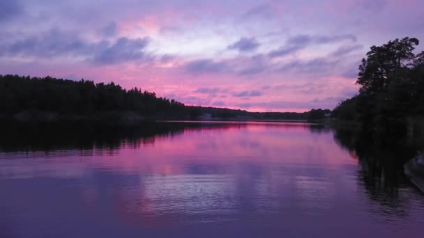 Belo Pôr Sol Roxo Natureza Vista Cênica — Vídeo de Stock