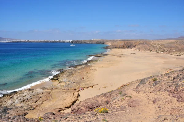 Utsikt Längs Stranden Och Kustområdet Spanska Kanariefågel Lanzarote Spanien — Stockfoto