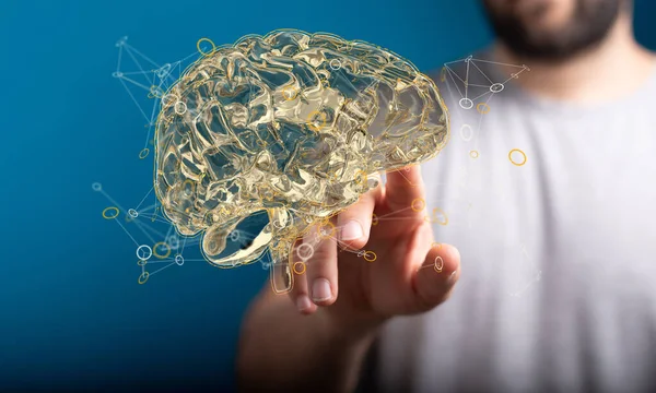 Uno Scatto Una Mano Che Raggiunge Modello Concetto Cervello Artificiale — Foto Stock
