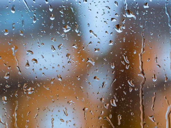 Tiro Close Uma Janela Coberta Gotas Água — Fotografia de Stock