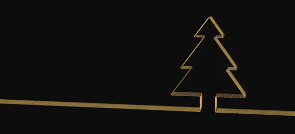 Візуалізація Різдвяної Листівки Золотим Деревом Чорному Тлі — стокове фото