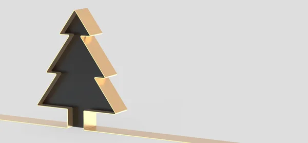 Rendering Biglietto Natale Con Albero Oro Sfondo Bianco — Foto Stock