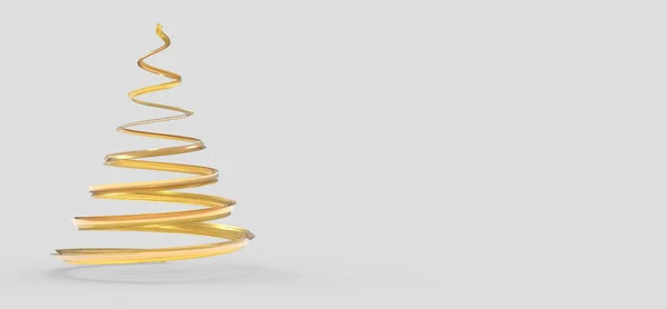 Рендеринг Золотой Спирали Рождественская Елка Белом Фоне — стоковое фото
