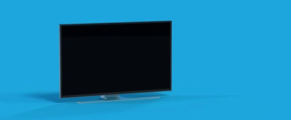 Тривимірне Відображення Телевізора Копіювальним Простором Ізольовано Синьому Фоні — стокове фото