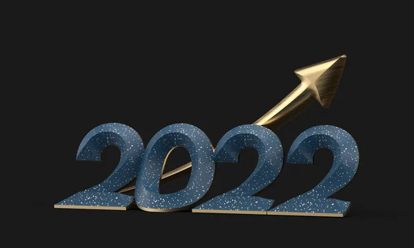 Render Kék 2022 Nyíllal Elszigetelt Fekete Háttér — Stock Fotó