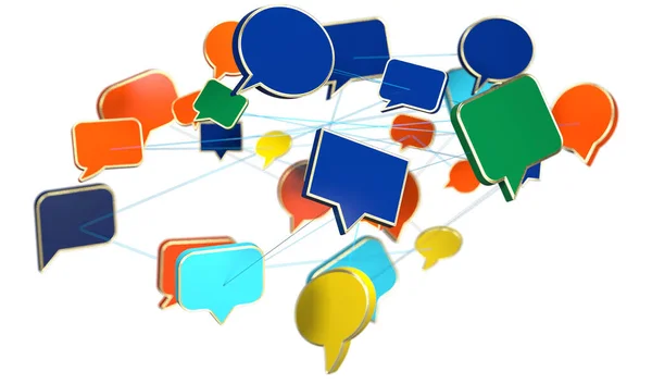 Render Digital Speech Bubbles Conference Teamwork Connection White Background — Stock Photo, Image
