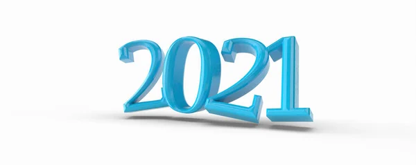 Uma Renderização Ano Azul 2021 Isolado Fundo Branco — Fotografia de Stock