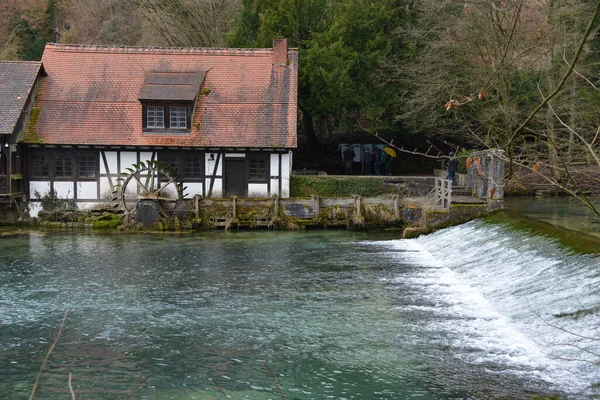 Blaubeuren Alemania Marzo 2018 Una Vista Del Agua Los Árboles — Foto de Stock