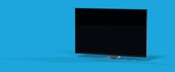 Een Weergave Van Een Computer Monitor Met Kopieerruimte Geïsoleerd Blauwe — Stockfoto