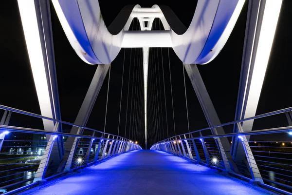 Vue Extérieure Pont Moderne Pendant Nuit — Photo