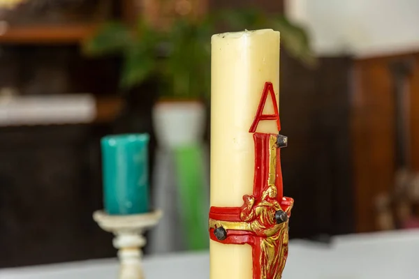 View Big Candle Cross — Stock Photo, Image