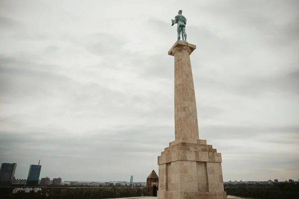 Belgrade Sérvia Agosto 2021 Histórica Escultura Victor Cidade Alta Fortaleza — Fotografia de Stock