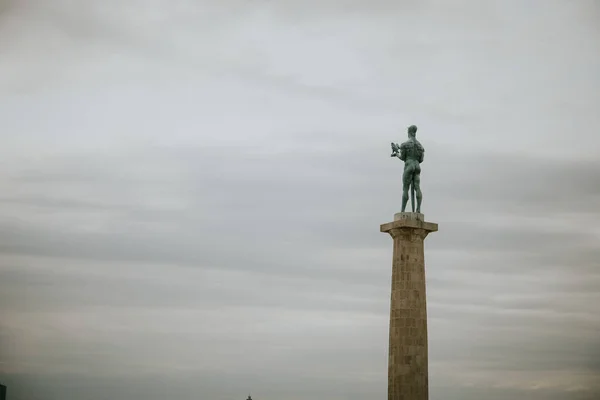 Belgrade Serbia Aug 2021 Den Historiske Victor Skulpturen Øvre Beograd – stockfoto